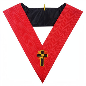 AASR 18th Degree Knight Rose Croix Masonic Embroidered Collar <b>Red</b> <b>Cross</b> Regalia - Product Image 5