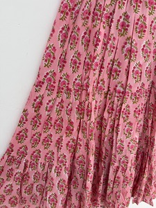 Vestido Midi de Algodón con Estampado Floral Rosa para Mujer, con Cuello Cuadrado y Mangas Abullonadas, Estilo Boho, para Verano, Venta al Por Mayor - Product Image 3