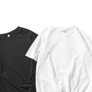 Men's <b>Plain</b> Cotton T-Shirt Short Sleeve O-Neck Regular Fit Casual <b>White</b> Black Solid Color Knitted Jersey Fabric - Product Image 4
