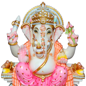 Estatua de Ganesha en Mármol Puro sobre Trono Real |   Ídolo del Dios Ganesha Hecho a Mano |   Murti de Ganpati de Mármol Premium para Templo en Casa, 12 Pulgadas - Product Image 3