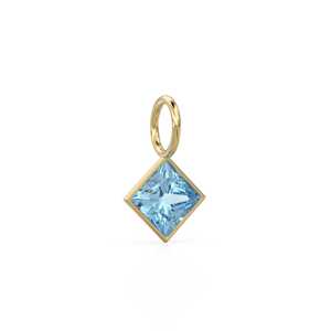 Colgante de oro amarillo macizo de 14k con bisel para joyería, con aguamarina de 5mm / Piedra de nacimiento de marzo / Gema azul con corte princesa - Product Image 3