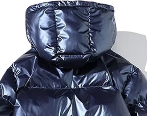 Veste matelassée à capuche pour homme, bleu foncé, imperméable, rembourrage en polyester, fermeture éclair, coupe ample, longueur normale, style décontracté pour l'hiver - Product Image 2