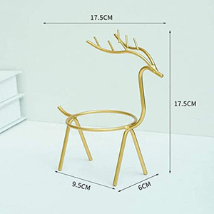 Portavelas de alambre con forma de reno dorado, minimalista, de metal, para decoración navideña, regalos festivos y centros de mesa. - Product Image 3