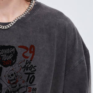 เสื้อยืดโอเวอร์ไซส์สไตล์วินเทจฟอกสีแบบซอฟท์แอซิดวอชสำหรับผู้ชาย เสื้อฮิปฮอปไซส์ใหญ่สำหรับเด็กผู้ชาย ขายส่ง - Product Image 3