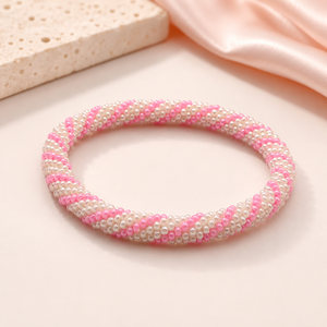 Bracelets de mode classiques unisexes multicolores en fil de coton tissé avec perles de verre du Népal, faits à la main au crochet, 18 cm, vente en gros - Product Image 2