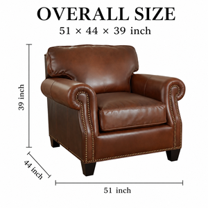 Fauteuil individuel moderne en cuir véritable avec accoudoirs roulés et structure en bois massif pour salons de luxe, chambres, salles de sport, villas et espaces extérieurs - Product Image 2