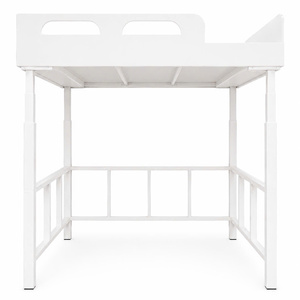 White Metal Loft <b>Bed</b> <b>Frame</b> <b>Platform</b> Bedstead with Side Guard Rails for Home Office Dormitory - Product Image 1