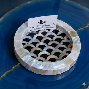 Coaster of Mother of Pearl Serving Tray New Design Round Plate for <b>Tea</b> Coffee <b>Arabic</b> Cups Dining Ramadan Gifts <b>Set</b> Including - Product Image 1