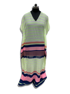 V-Neck Striped Chiffon Maxi <b>Dress</b> Asymmetrical Hem Loose Boho <b>Summer</b> Casual <b>Dress</b> <b>Sleeveless</b> Breathable Woven Print - Product Image 1