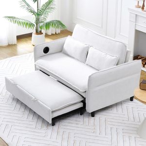 Divano Letto Multifunzionale in Tessuto a Righe Beige da 65,74 Pollici per Camere da Letto e Soggiorni con Braccioli e Schienale - Product Image 6