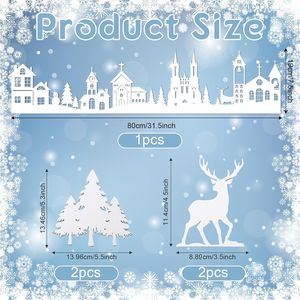 Decorazione Natalizia da Tavolo Bianca da 32 Pollici, Albero di Natale in Legno con Renne, Stile Rustico, Centrotavola, Statuetta Natalizia - Product Image 2