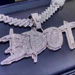 Hip Hop Iced Out Letter Name <b>Pendant</b> 18K Gold Plated VVS Round Brilliant Cut Moissanite Micro Insert Pave Custom <b>Initial</b> <b>Pendant</b> - Product Image 4
