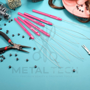 Professional Pink Hair Extension Loop <b>Needle</b> Tool Wire <b>Threader</b> Pulling Hook for Micro Ring Link Beads Salon Tools - Product Image 6