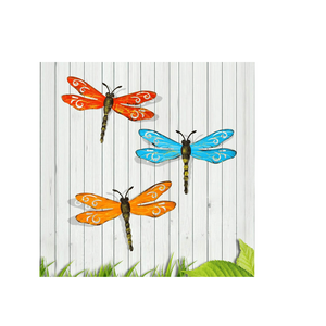 Metal Dragonfly <b>Wall</b> <b>Decor</b> 3-Pack Outdoor Garden Fence Art <b>Hanging</b> Decorations for Living Room Bedroom - Product Image 1