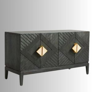 Modern Solid Wood Geometric <b>Storage</b> Living Room Cabinet & Dining <b>Sideboard</b> for Entry Hall - Product Image 3