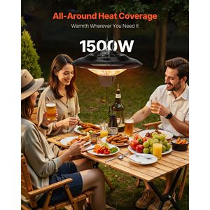 Chauffe-terrasse infrarouge électrique 1500W avec protection IP34, design suspendu réglable avec cordon de 23,6 pouces - Product Image 3
