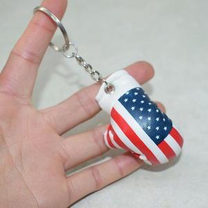 Porte-clés mignon en forme de mini-gants de boxe en PU avec drapeau national, porte-clés mini-gants de boxe pour sac - Product Image 2