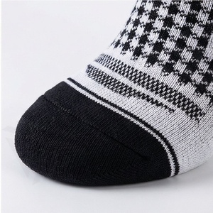 Ankle Socks Plaid Pattern Black White Breathable Knitted for Daily Casual Wear Adults Regular Style - Product Image 6