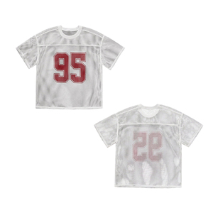 Maillot de football américain rétro personnalisé sublimé en gros, coupe courte, style streetwear, surdimensionné, en maille - Product Image 1