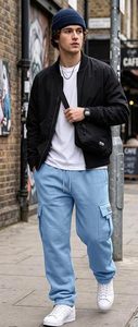 Men's Cargo Sweatpants Drawstring Casual Hiking Pants Joggers Athletic Trousers Cotton Loose Straight Pants for Men - Product Image 5