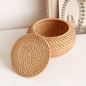 Accesorios de almacenamiento para cocina, contenedores de ratán natural, cajas trenzadas con tapa, al precio más bajo. - Product Image 2