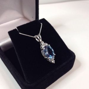 จี้บลูโทแพซ เงินสเตอร์ลิง สำหรับเด็กและผู้หญิง ของขวัญเครื่องประดับวาเลนไทน์สุดหรู สร้อยคอพลอยประจำเดือนธันวาคม ของขวัญวันครบรอบ - Product Image 2