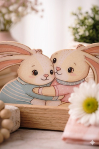 Conejo de madera con diseño de conejo, decoración para el hogar - Product Image 3