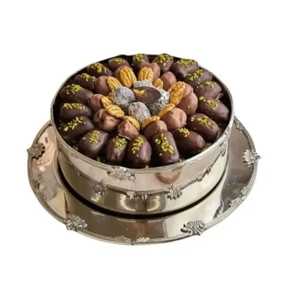 Bol de service de luxe en acier inoxydable poli avec poignée dorée texturée créative, bol à fruits moderne et élégant en métal pour la table - Product Image 6