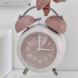 Classic <b>Retro</b> Twin Bell Alarm Clock | Silent Non-Ticking Analog Metal <b>Table</b> Clock Loud Ringer Night Light Luminous Dial Office - Product Image 1