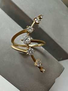 Curved Crescent <b>Moon</b> Sculptural Statement <b>Rings</b> Custom 7 Lab Grown Diamond 14K Solid Gold Luxury Wedding Gift Wholesale Factory - Product Image 4