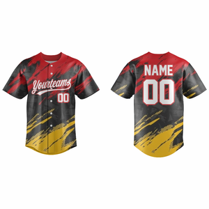 Maillot de baseball personnalisé imprimé respirant à col en V et bretelles en T à manches courtes pour homme en polyester – Vêtement de sport - Product Image 1