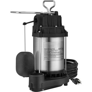 Pompa sommergibile in acciaio inox da 1/2 HP con cavo da 10 m, 3960 GPH, interruttore a galleggiante automatico, scarico NPT da 1 1/2 pollici, per pozzetto a bassa prevalenza - Product Image 1