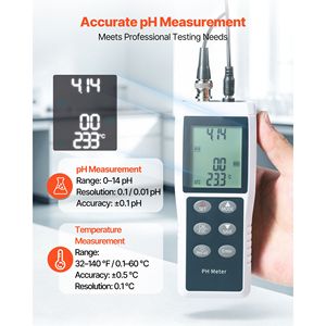 Kit Tester pH Impermeabile IP68 con Display LCD, Range 0-14 pH, Calibrazione Automatica a 3 Punti, Sonda Portatile, Pacchetti di Polvere per Calibrazione TDS - Product Image 2