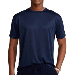 Camiseta de Algodón Azul Marino para Hombre, Manga Corta, Cuello Redondo, Corte Regular, Color Sólido, Estilo Informal, Tejido Jersey - Product Image 2