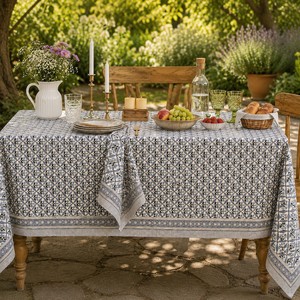 New Arrival 2026 Green Handmade Block Print Cotton Modern Eco-Friendly Tablecloth Dining <b>Table</b> <b>Cover</b> Party Wedding Home - Product Image 4