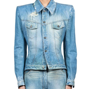 Veste en jean bleu clair sur mesure OEM/ODM pour femmes, qualité supérieure, veste d'hiver confortable pour femmes, veste varsity - Product Image 1