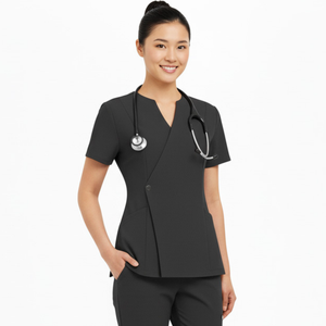 Conjunto de Uniformes Médicos Unisex, Blusa con Broches Laterales y Pantalones a Juego, Spandex y Algodón, Ropa de Trabajo para Hospital, Venta al Por Mayor - Product Image 1