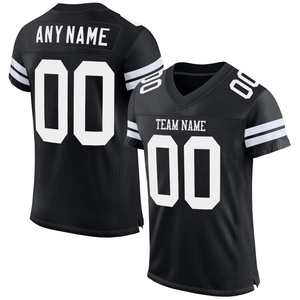 Wholsale Direct Industry Best Selling Custom <b>Black</b> <b>White</b> Mesh Authentic <b>Football</b> Jersey - Product Image 1