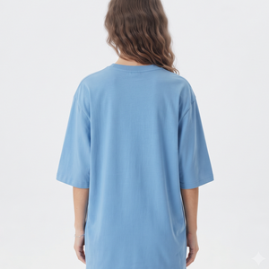 Women's Oversized Crew Neck T Shirt Custom Logo Longline Three Quarter Sleeve Loose Breathable Cotton Casual Fashion <b>Top</b> - Product Image 6