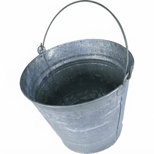 Seau en acier galvanisé vintage en gros pour le nettoyage et la construction, seau métallique industriel avec poignée en fil métallique - Product Image 1