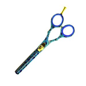 Tijeras de Adelgazamiento de Pelo con Diseño Camuflaje Azul, 30 Dientes, Hoja de Acero Inoxidable, Mango Largo, para Diestros - Product Image 1