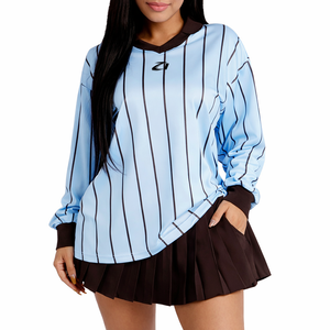 Custom <b>Light</b> Blue Shirt for Unisex Black Stripe Oversized American Football Jersey Breathable Polyester Quick Dry Sports Shirt - Product Image 1