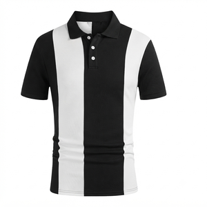 Camiseta de Verano de Manga Corta para Hombre, 100% Algodón, Antiarrugas, de Secado Rápido, con Bolsillo, Diseño Bordado en Azul Marino/Negro, Estilo Casual - Product Image 3