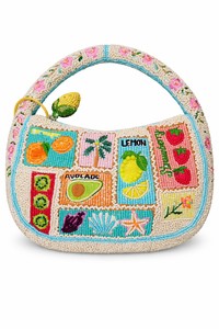 Beaded fruit patchwork handbag with charm detail Perfect for Evening Wedding and Casual Use Available For Sale - Product Image 4