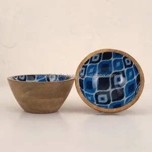 Meilleur prix Quantité en vrac Plateau en bois imprimé MDF Dernier design Bol de service cuisine à domicile avec agate en bois émaillé Vente décorative - Product Image 1