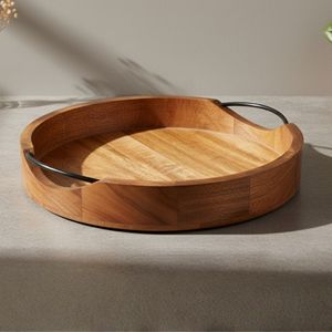 Plateau de service en bois de qualité supérieure pour la maison et la cuisine, présentoir à fruits et en-cas, organisateur décoratif pour table à manger et comptoir - Product Image 3