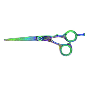 Ensemble de ciseaux de barbier professionnels en acier inoxydable avec revêtement en titane bleu et design décoratif en strass - Product Image 3