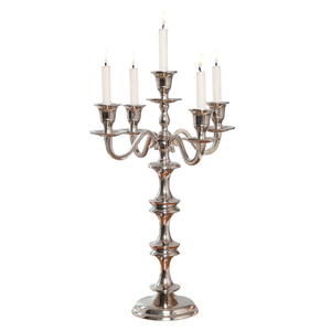Élégant chandelier en métal argenté à 3 bras, style vintage, pour bougies coniques, idéal pour mariage, décoration intérieure, centre de table. - Product Image 5