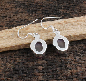 Boucles d'oreilles pendantes en jade violet naturel, argent sterling 925, bijoux de luxe en pierres précieuses pour les occasions de mariage et de fête - Product Image 4