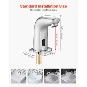 Rubinetto per Lavabo Bagno con Sensore di Movimento Senza Contatto, con Copertura per Foro Acqua Fredda e Funzionamento a Batteria - Miscelatore - Product Image 3